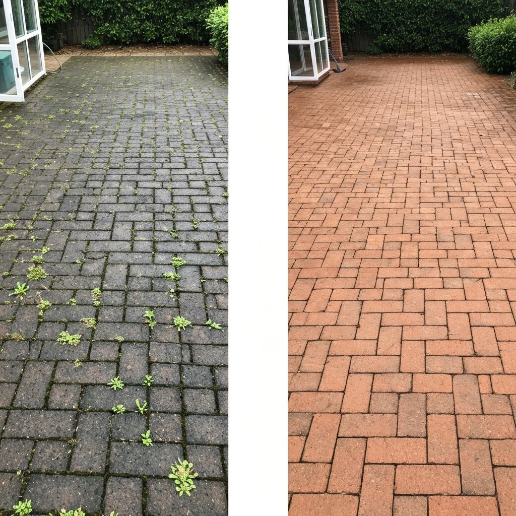 Before and after patio cleaning