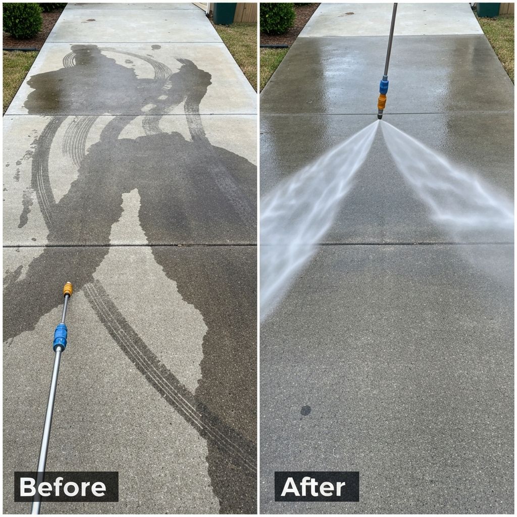 Before and after driveway cleaning