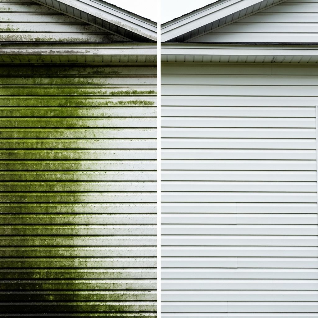 Before and after house washing